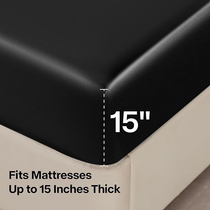 BEDELITE Satin Fitted Sheet and Pillowcase Set, Luxury Soft Similar to Silk - Image 5