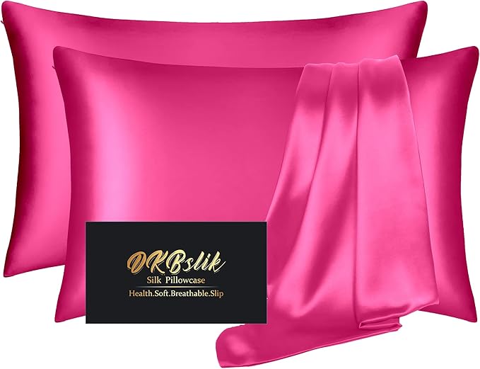 Silk Pillowcase 2 Pack, Mulberry Silk Pillow Cases Queen Size Set of 2 by HOME