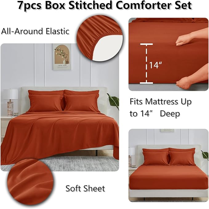 CozyLux King Size Comforter Set Terracotta - Image 4