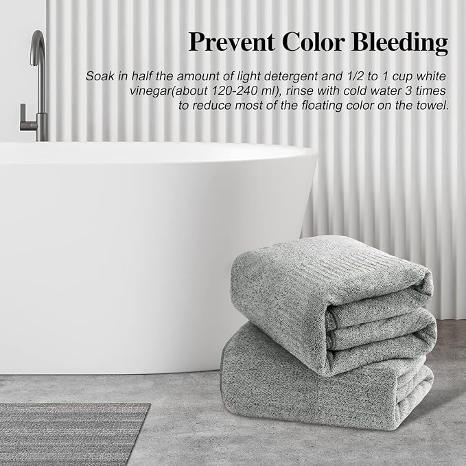 SEISSO Bath Towels Set of 4 Premium Bath Towels 35” x 63” Oversized Towels - Image 5