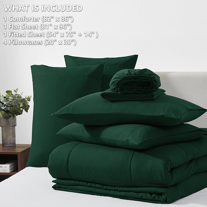 CozyLux Full Size Comforter Sets Emerald Green, 7 Pieces Bed in a Bag, All - Image 6