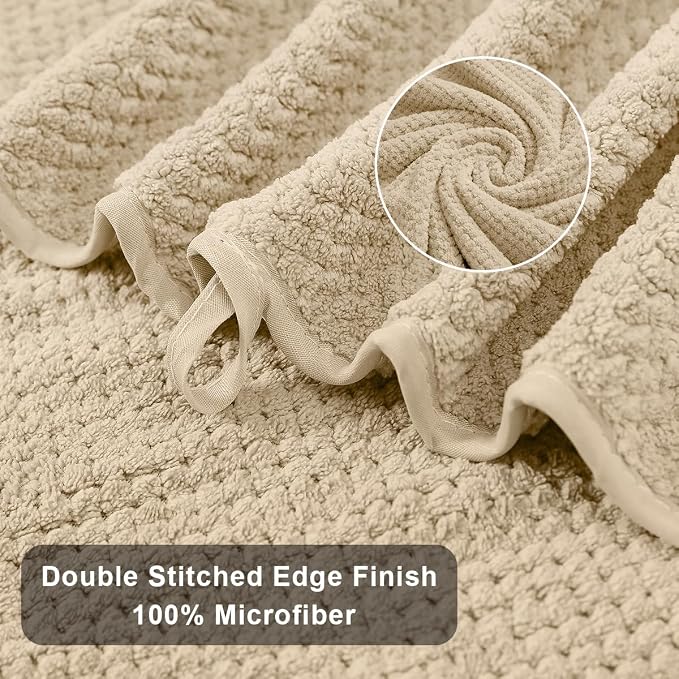 8-Piece Beige Bath Towels Set, 2 Oversized Large Bath Towels Sheet, 2 Hand - Image 9