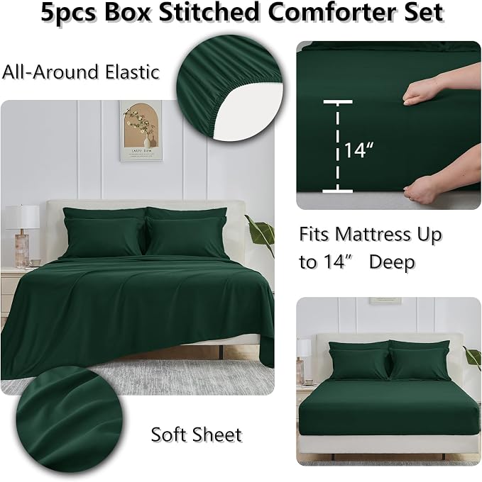 CozyLux Twin XL Comforter Set Emerald Green - Image 6