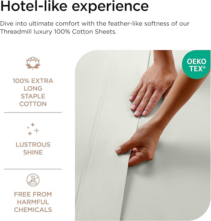 Threadmill Luxury 800 Thread Count Queen 100% Cotton Sheets - Image 3