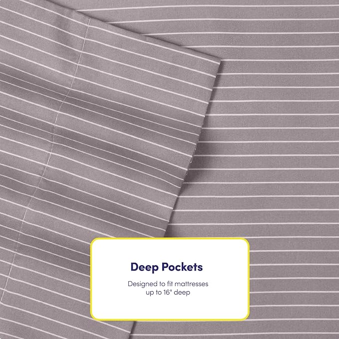 Queen Sheets Pinstripe Gray - Image 5