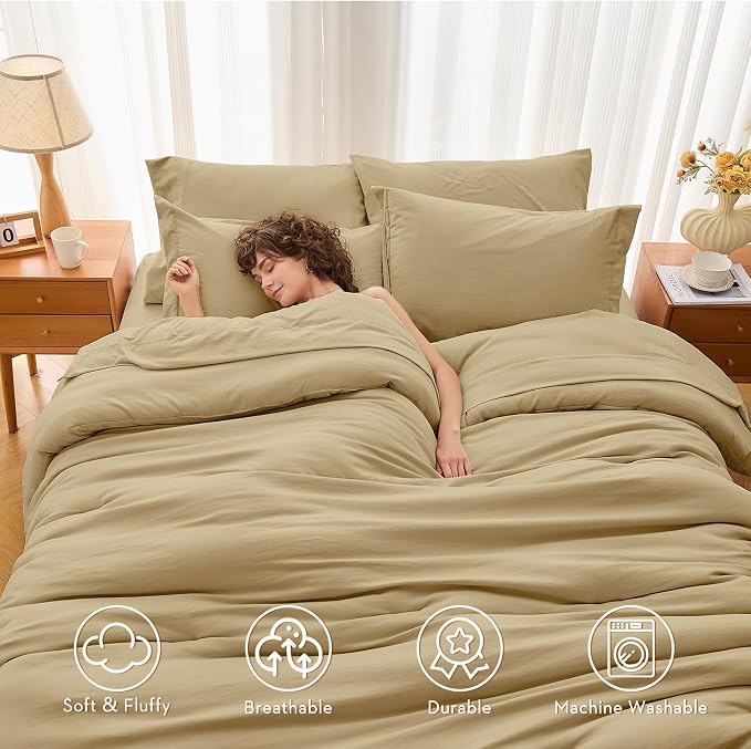MUXHOMO 7 Pieces King Comforter Set, Soft Bed in a Bag King Size, All Season - Image 2
