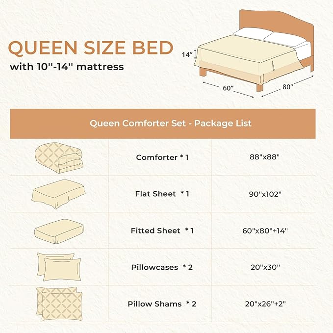 Sasttie Queen Comforter Set, 7-Piece Bed in a Bag, Pintuck Bedding Set - Image 7