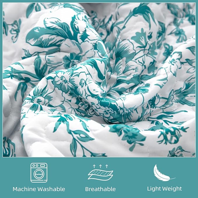 WONGS BEDDING Quilt Queen Size, Teal Quilt Bedding Set - Image 6