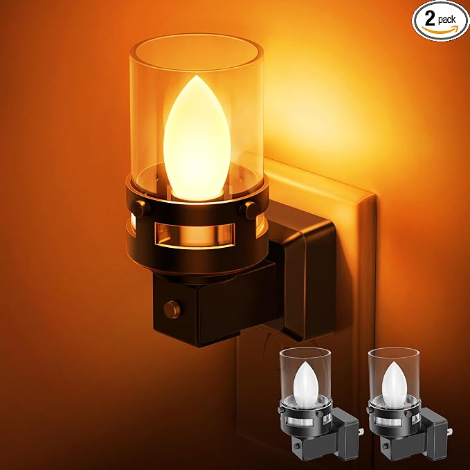 Briignite Candle Night Light Plug in, Amber Night Lights Plug into Wall by WelcometoBriigniteenjoyyourtimehere