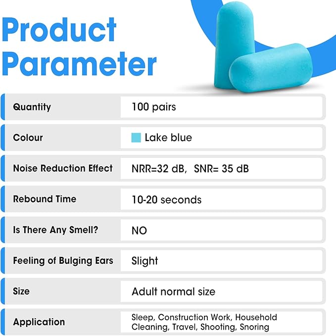 AZEN 100 Pairs Ear Plugs Bulk, NRR 32dB Soft Foam Ear Plugs - Image 7