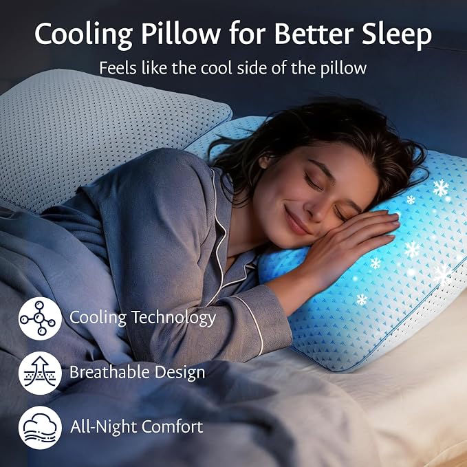 Cooling Gel Memory Foam Pillows Queen Size Set of 2 - Image 5