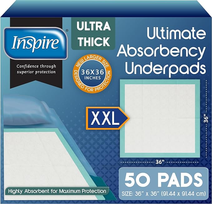 Inspire Extra Large Super Absorbent Disposable Bed Pads by Inspire
