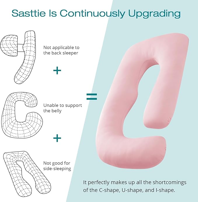 Sasttie Pregnancy Pillows for Sleeping, U Shaped Cooling Full Body Pillow - Image 5