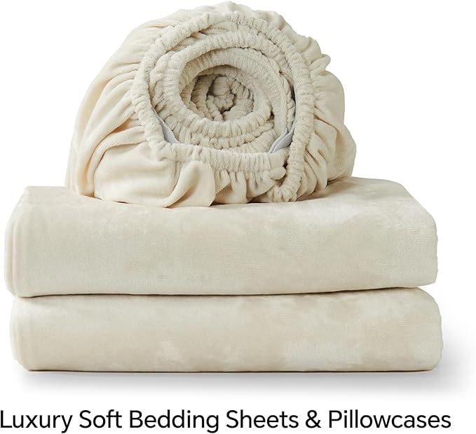 BEDELITE Velvet Fitted Sheet and Pillowcases Set, Luxury Soft Fuzzy Bottom Sheet - Image 8