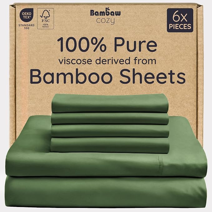 Bambaw 100% Viscose Derived from Bamboo Sheets King Size Set – 6pcs Set of by Bambaw