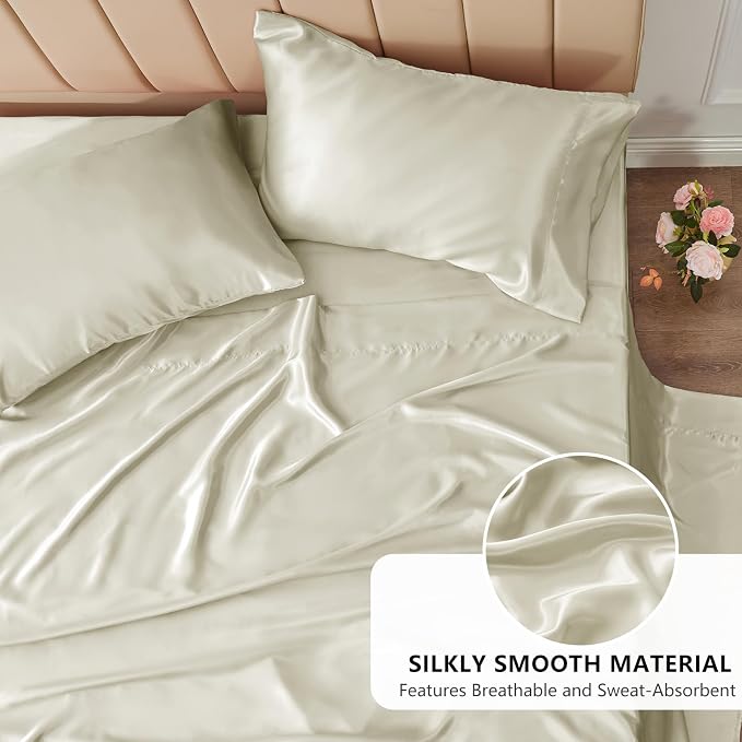 CozyLux Satin Sheets King Size Sheet Set - Image 3