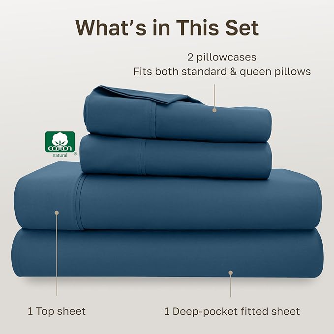 California Design Den Soft Queen Size 100% Cotton Sheet Sets, 400 TC Good - Image 4