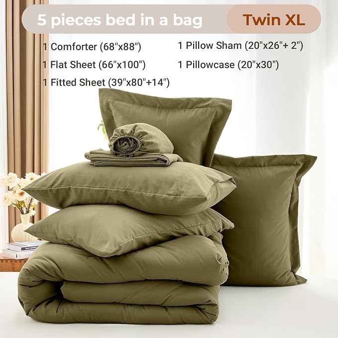MUXHOMO 5 Pieces Twin XL Comforter Set, Soft Bed in a Bag Twin XL Size - Image 4