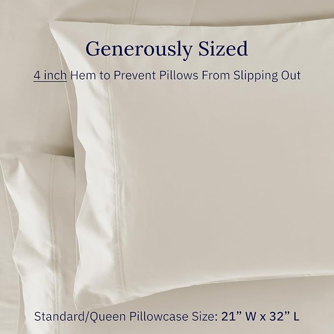 Luxuriously Soft Premium 600 Thread Count, 100% Cotton Set of 2 Cases, Crisp - Image 6