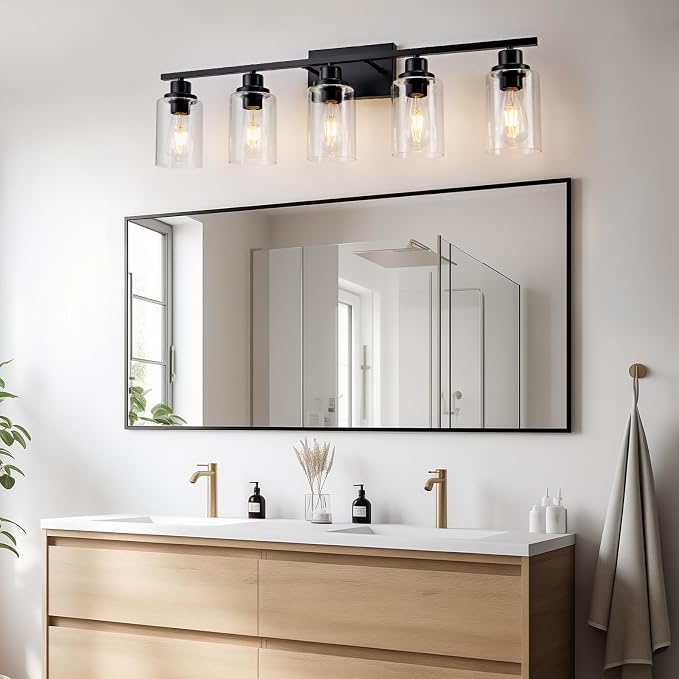 5 Light Bathroom Light Fixtures Black Vanity Light Over Mirror Modern Farmhouse - Image 4