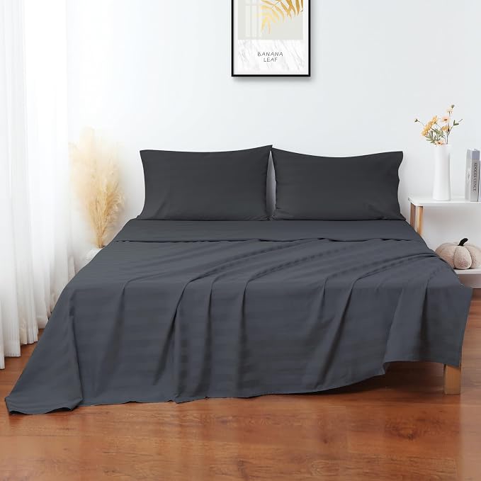 Flat Sheet Only Queen Size, 400 TC 100% Egyptian Cotton Flat Sheet Striped - Image 2