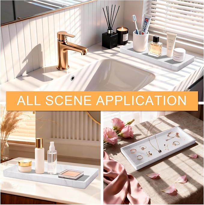 Bathroom Vanity Tray, Silicone 11.8 x 5 Inch Bathroom Counter Tray Decor - Image 6