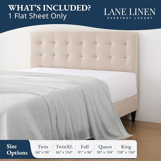 Lane Linen 100% Organic Cotton Twin Size Flat Sheet Only - Image 2