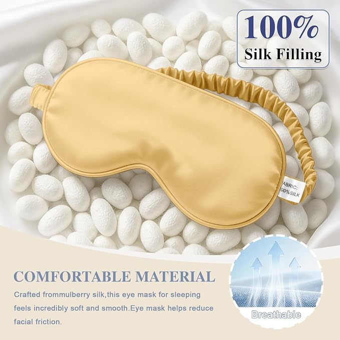 Silk Sleep Mask, Eye Mask for Sleep Women Men, Mulberry Sleeping Mask - Image 3