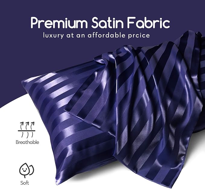 MR&HM Satin Pillowcase for Hair and Skin, Silk Satin Pillowcase 2 Pack - Image 2