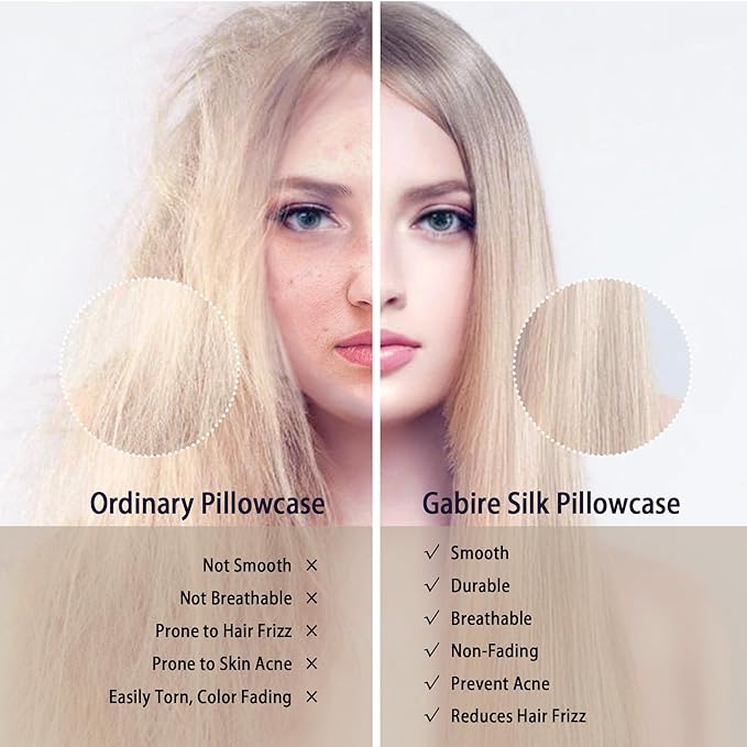 Gabire Mulberry Silk Queen Size Pillow Cases Set of 2, Ultra Smooth Soft - Image 3