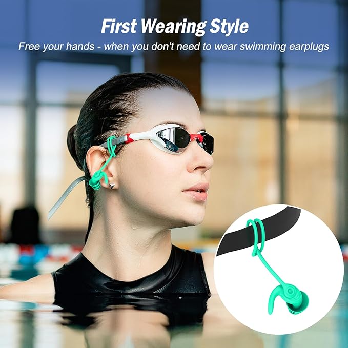 Swimming Ear Plugs for Adults, 4 Pairs Waterproof Reusable Silicone Swim - Image 3