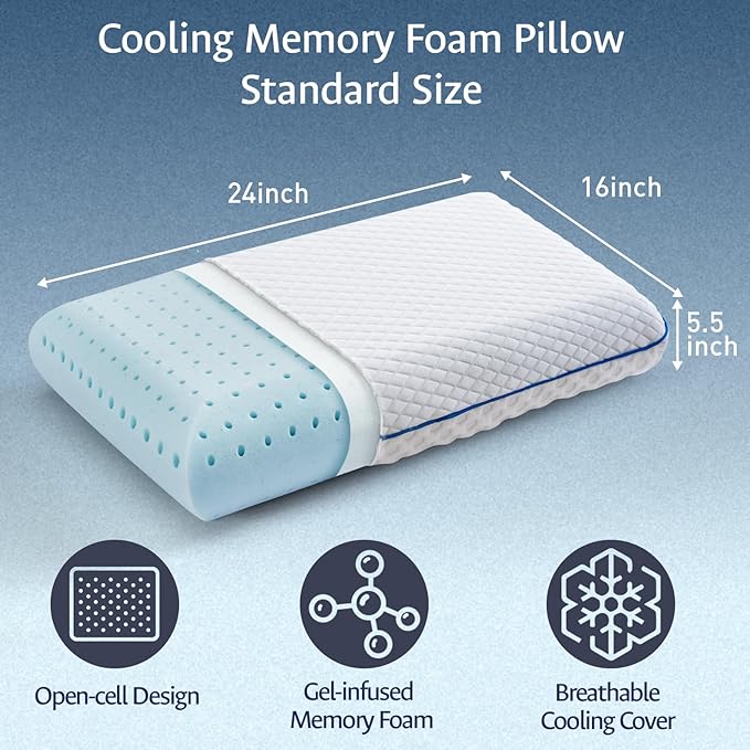 Cooling Gel Memory Foam Pillows - Image 2