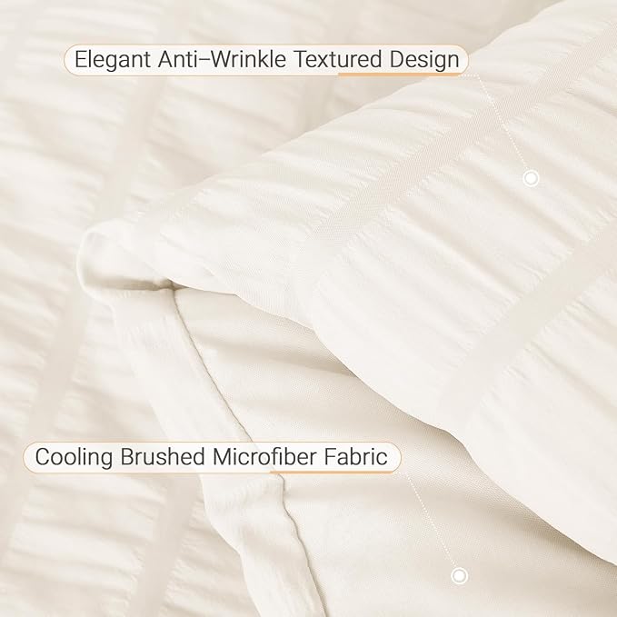 MUXHOMO 7 Pieces King Comforter Set, Seersucker Bed in a Bag King Size - Image 6
