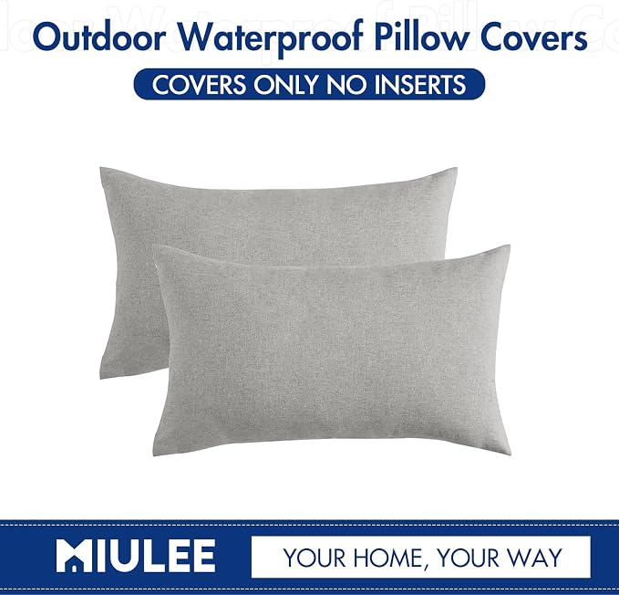 MIULEE Pack of 2 Decorative Outdoor Solid Waterproof Throw Pillow Covers Faux - Image 6