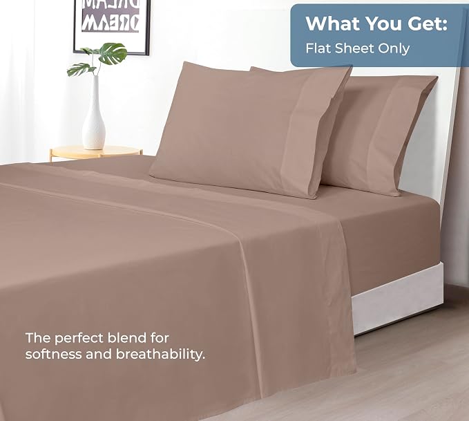 Royale Linens 100% Organic Cotton Full Flat Sheet Only - Image 5