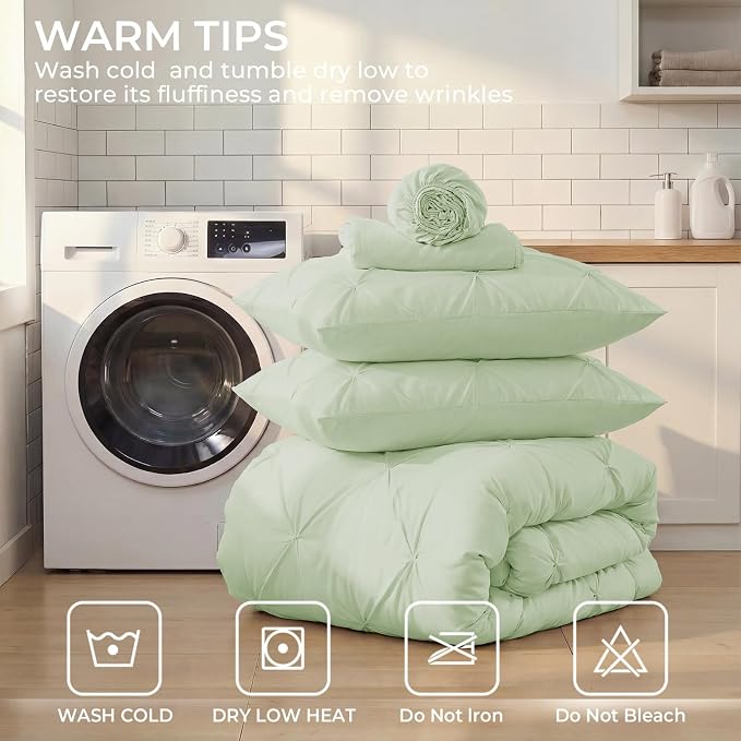 Sasttie Twin XL Comforter Set, 5-Piece Bed in a Bag, Pintuck Bedding Sets - Image 9
