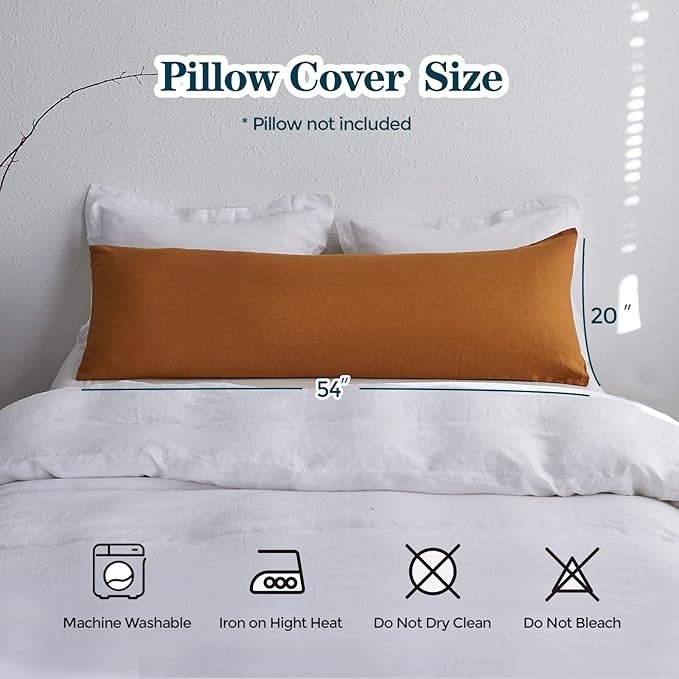 Simple&Opulence Body Pillow Cover 20" x 54", 100% Pure Linen, Ultra Soft and - Image 4
