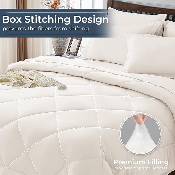 HEVUMYI Ivory Queen Comforter Set - Image 4