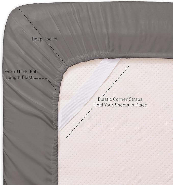 Queen Fitted Sheet Only with Full Elastic & Built in Corner Sheet Straps to - Image 2