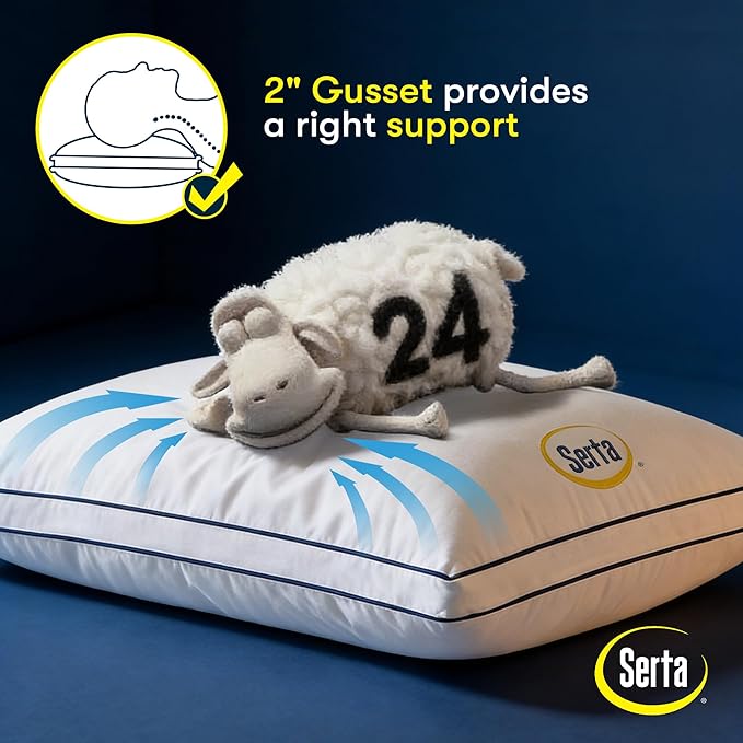 Serta Hotel Collection Bed Pillows Queen/Standard Size Set of 2, 400 Thread - Image 5
