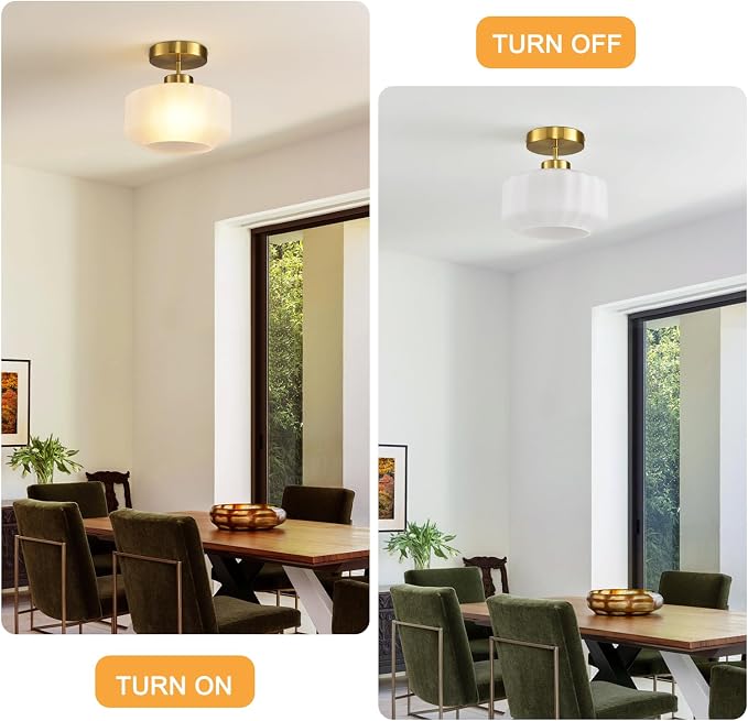 Industrial Gold Matte Light Fixtures Ceiling Mount, - Image 8