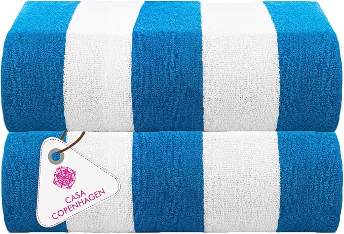 CASA COPENHAGEN Cabana Pool Towel 2Pcs 100% Egyptian Cotton Gift Set- Turquoise by CASACOPENHAGEN