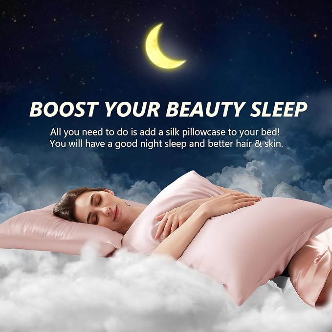 Silk Pillow Cases 2 Pack King Size Mulberry Silk Pillowcase Set of 2 - Image 3