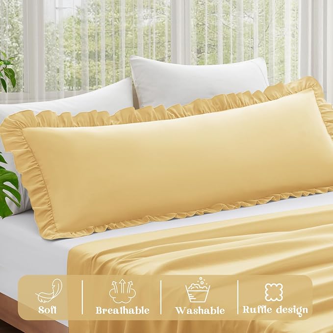KKJIAF Ruffle Body Pillow Cases Set of 1, Ruffled Pillow Covers - Image 4