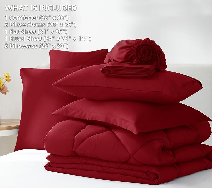 CozyLux Full Size Comforter Sets Dark Red - Image 6