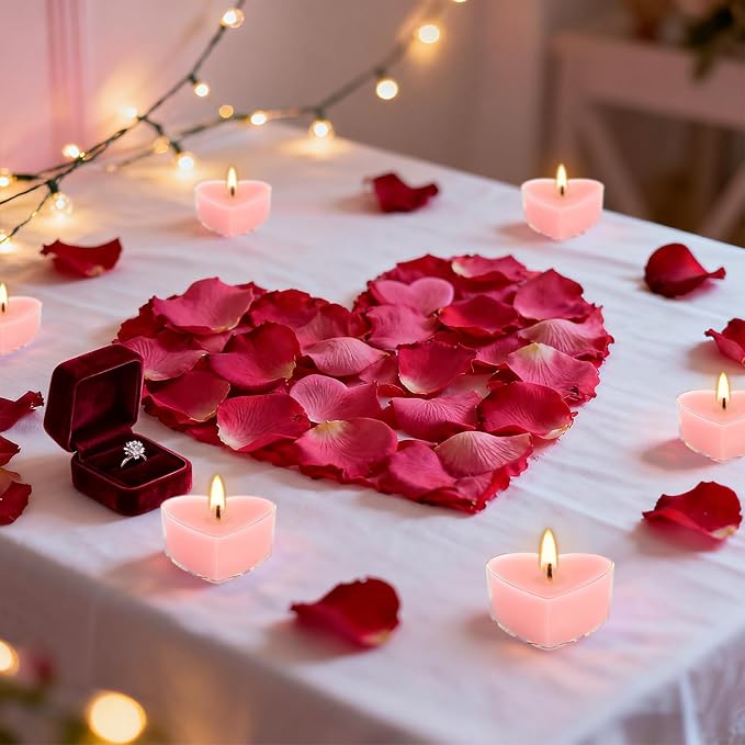 Valentine's Gift 50 PCS Heart Shaped Tea Light Candles, Rose Scented 4-Hour - Image 5