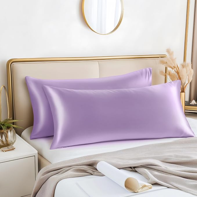 BEDELITE Satin Body Pillow Cover 2 Pack, Super Soft and Cooling Body Pillow - Image 2