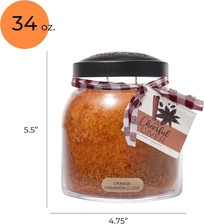 A Cheerful Giver — Orange Cinnamon Clove - 34oz Papa Scented Candle Jar - - Image 5
