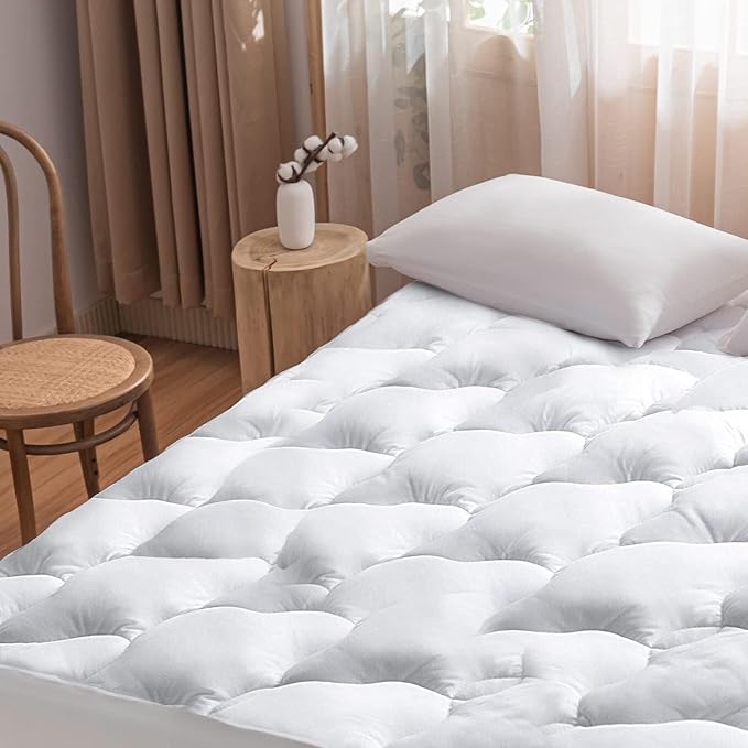 WhatsBedding Waterproof Mattress Pad Twin XL Size Cotton Top Down Alternative - Image 2