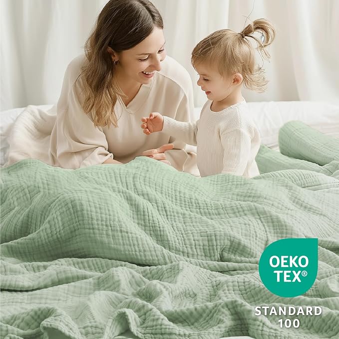 100% Cotton Muslin Blanket Large 50" x 70", 6 Layers Breathable and Lightweight - Image 6